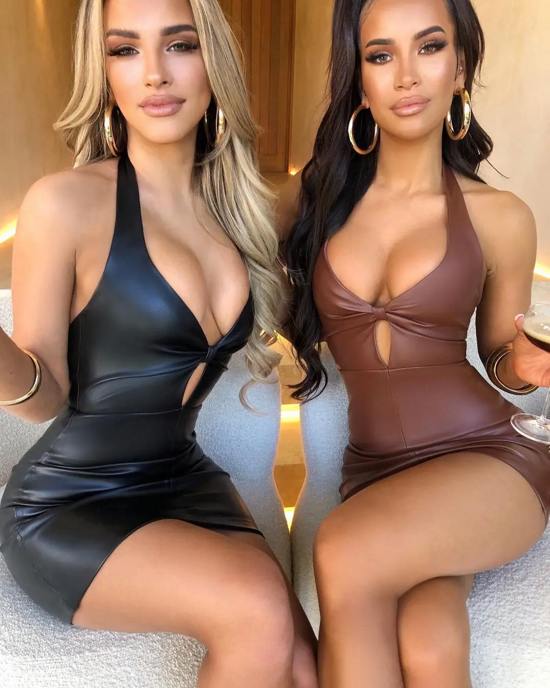 

2021 New Fashion Women's Clothing Sexy Hollow High Stretch Leather Dress
