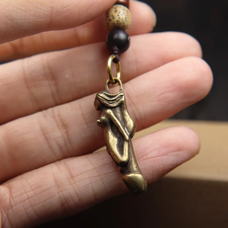 Латунный обнаженный женский мини забавный мужской брелок для пениса Брелок с