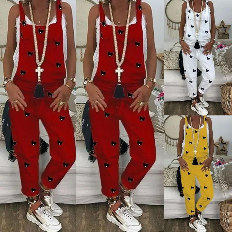 Женский свободный комбинезон на бретельках без рукавов|Женские комбинезоны| |