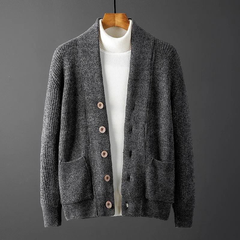 Плотный вязаный свитер для мужчин толстый шерстяной куртка мужской Женский