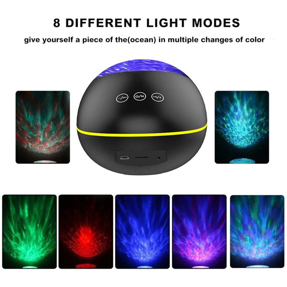 

Creative Ocean Water Ripple LED Projector Lamp 7 Modes Bluetooth Music Projection Night Light Kids Bedroom Bedside Lamps