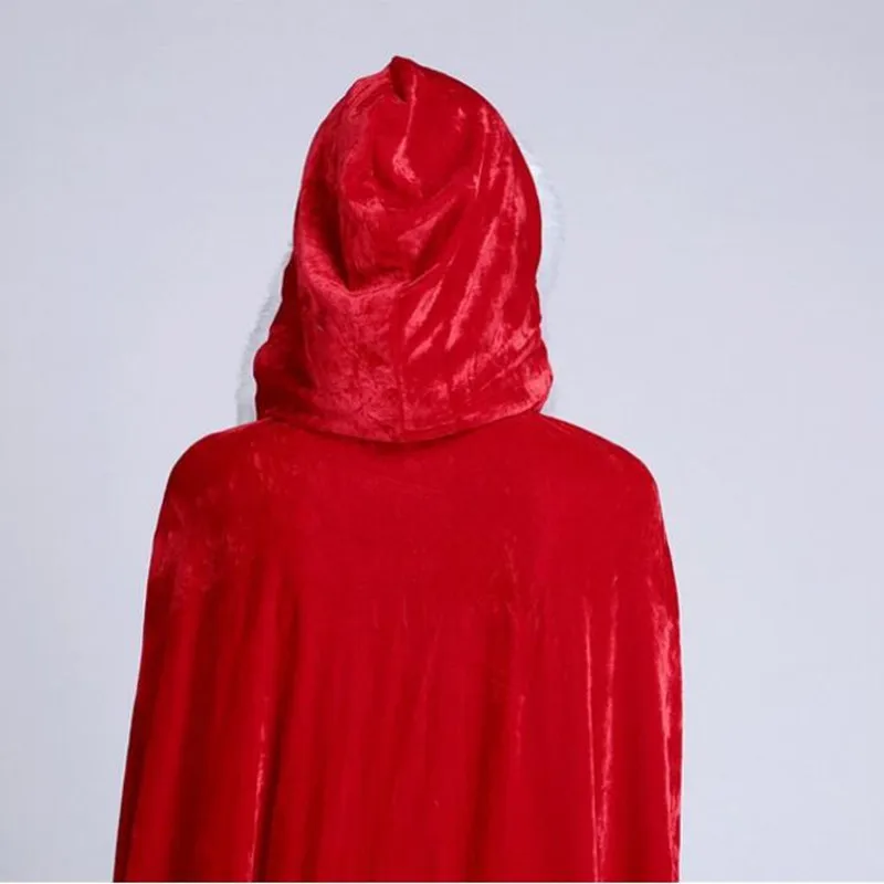 Накидка для косплея костюм Санта-Клауса красный бархатный длинный женский с