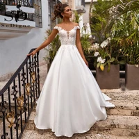 sodigne wedding dress boho 2021 short sleeves sweetheart appliqued satin beach bridal dress princess plus size wedding gowns