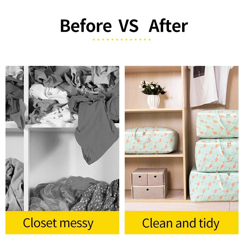

Liangduo Portable Cloest Storage Bag Tidy Quilt Durable Package Bag Moistureproof Clothing Storage Cotton and Linen Organizer