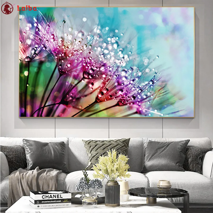 

diy full square round diamond painting Flower With Dew Drops Nature Landscape 5d diamond embroidery crystal diamond decor