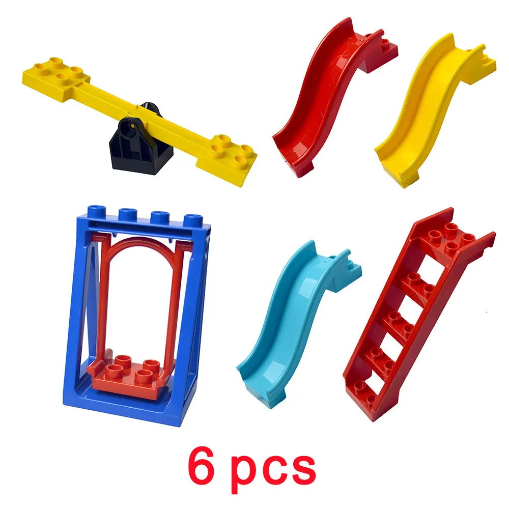 Большой блок поезд парк большие строительные блоки колесо обозрения горка