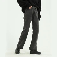 2021 men high street hip hop casual small flare jeans pant male japan korea style vintage denim trousers pant