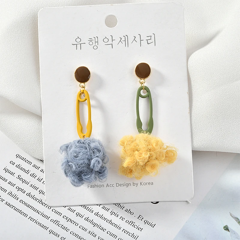 Осенне-зимние цветные геометрические бумажные булавки двойные Подвесные серьги