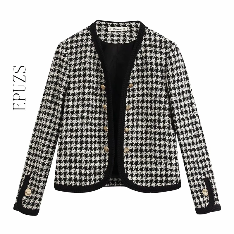 Винтажная Лоскутная клетчатая куртка Женское пальто большого размера