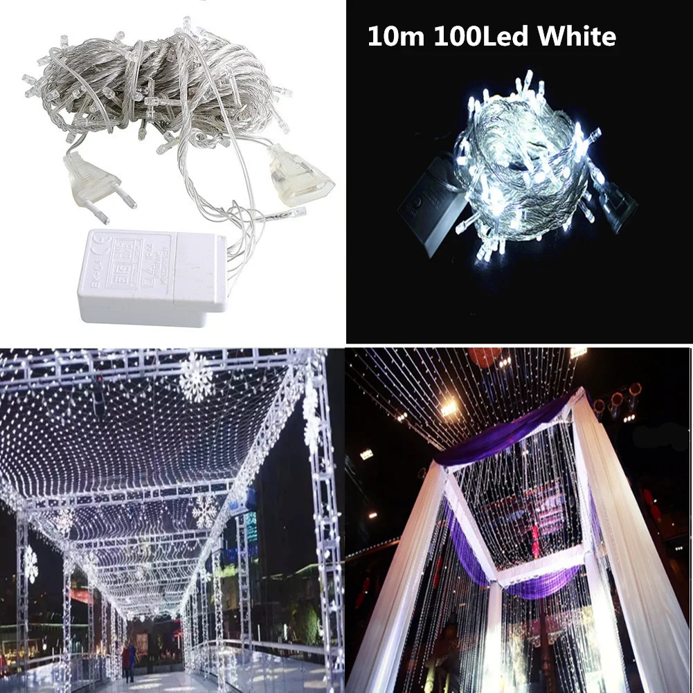 10m100Led White Рождественские украшения для дома светодиодный гирлянда для занавесок Новогоднее украшение гирлянда Arbol De Navidad Natal Kerst Decoratie - Цвет: 10m100Led White