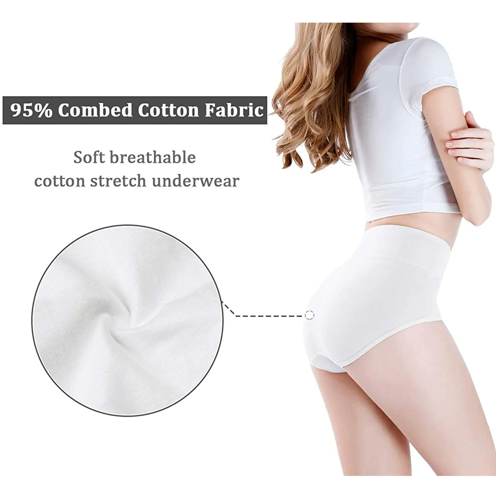 

4 In1 Oversize Women's Intimates Underpants High Waisted Underwear Stretch Briefs Soft Cotton Full Coverage Femme Panties