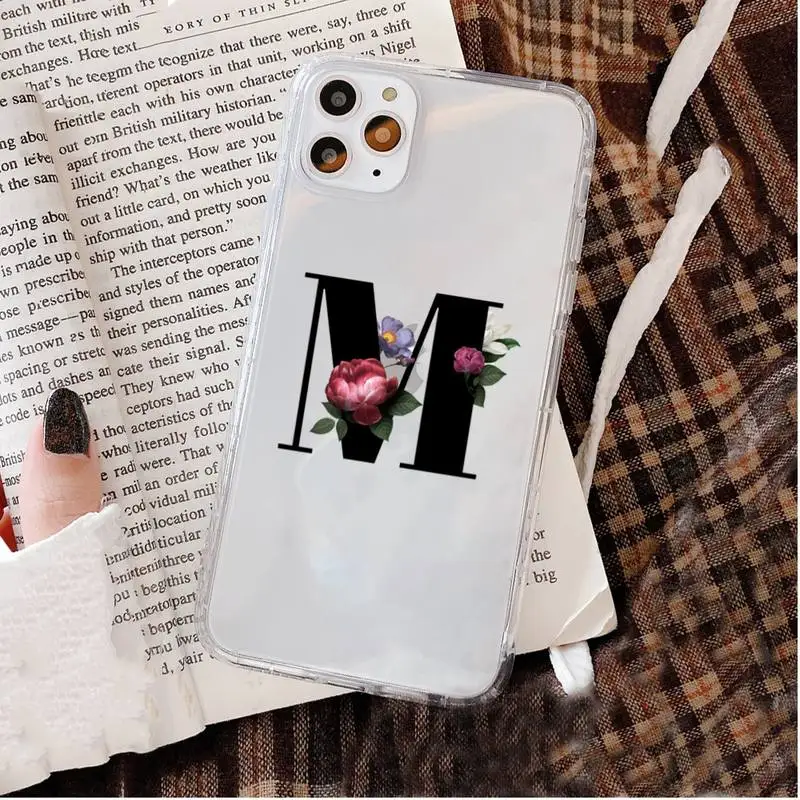 

Letter Clear Flower Customized Creative Phone Case For iphone 5 6 7 8 10 x xs 11 pro max 12 mini se2020 Fundas Coque
