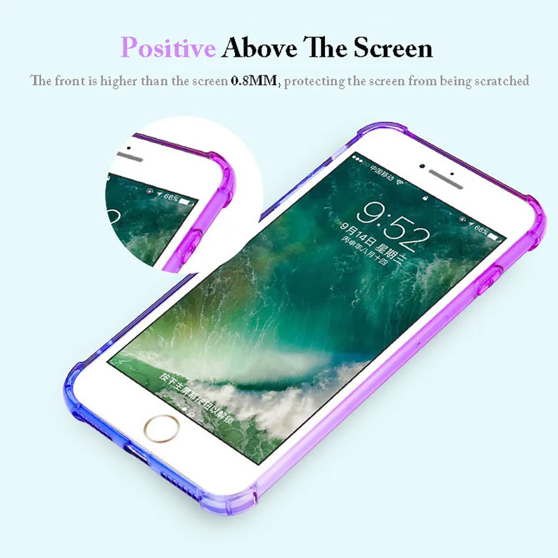 Модный полупрозрачный градиентный Прозрачный чехол для телефона iPhone X XR XS Max 8 7 6 6S