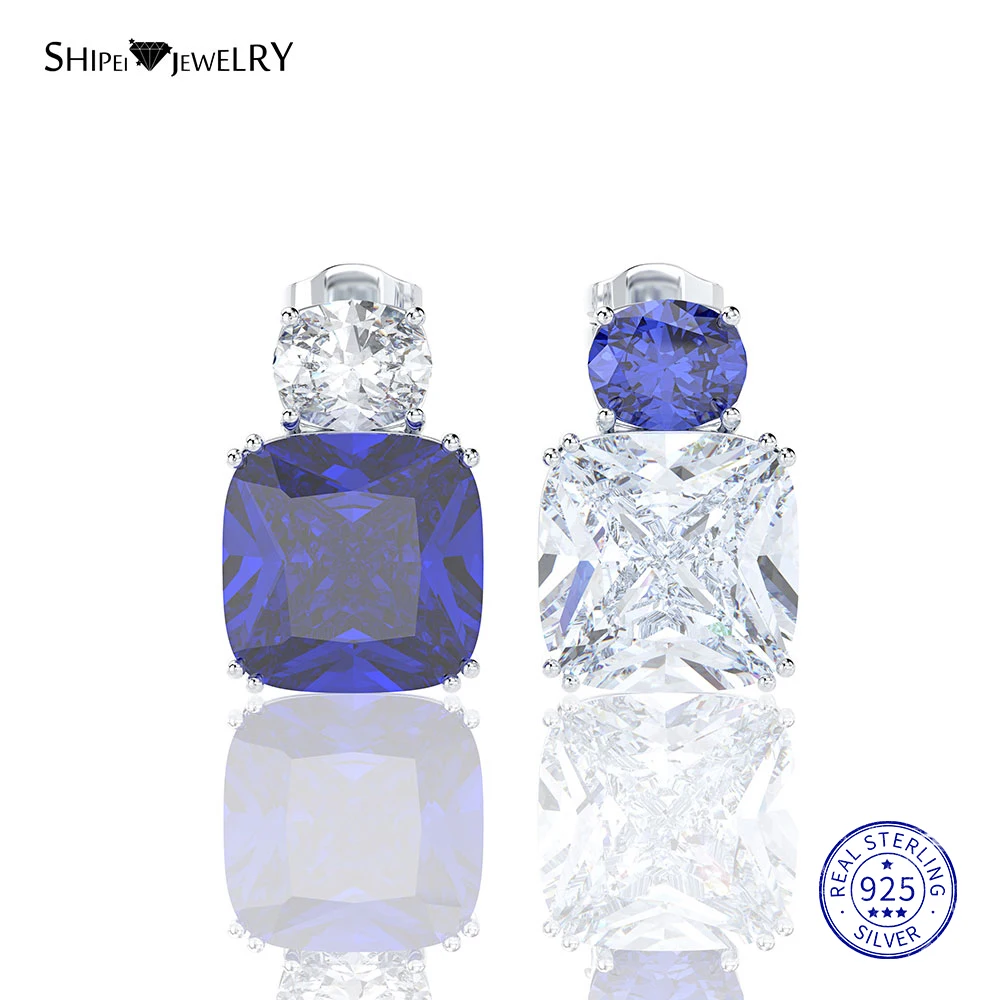 Женские гипоаллергенные серьги пусеты Shipei квадратные Пусеты Из 100% стерлингового