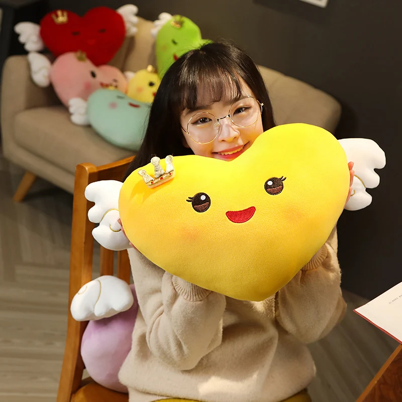 

Hot New Lovely Super Soft Smiley Heart with Crown Plush Pillow Good Quality Stuffed Toys Cute Doll for Kids Girls Birthday Gifts