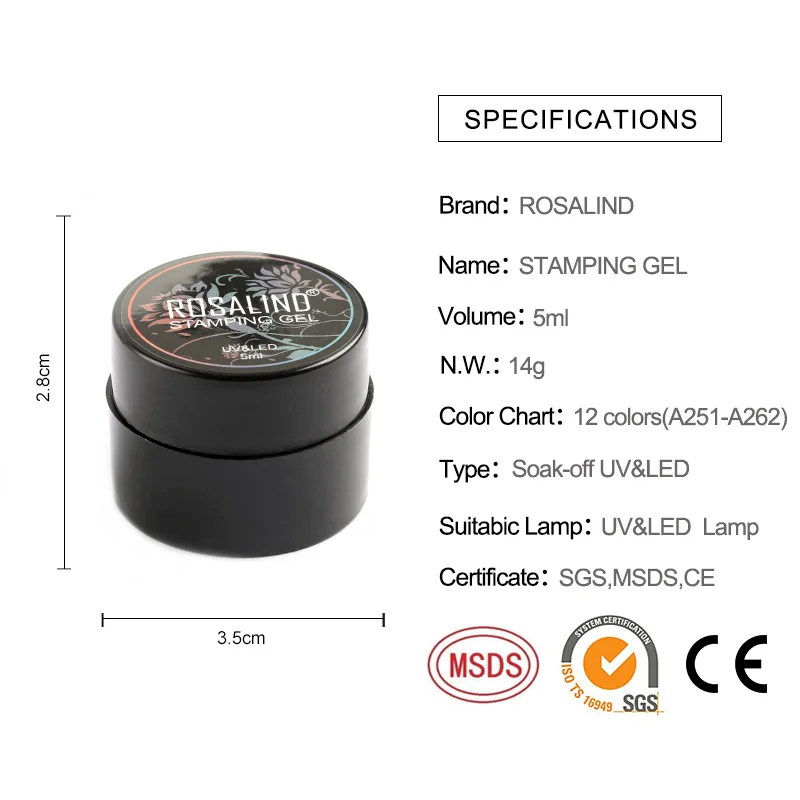 Набор гель лаков для ногтей ROSALIND набор нанесения УФ лака с печатным рисунком