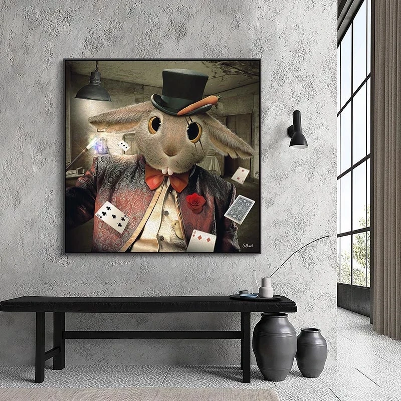 Большая винтажная Картина на холсте Волшебный кролик милые животные плакаты и