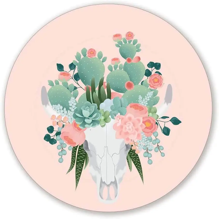 

Корова Знак черепа-Круглый венок знак-Boho суккулент знак дополнения праздничное украшение Рождество металлический жестяной знак фермерски...