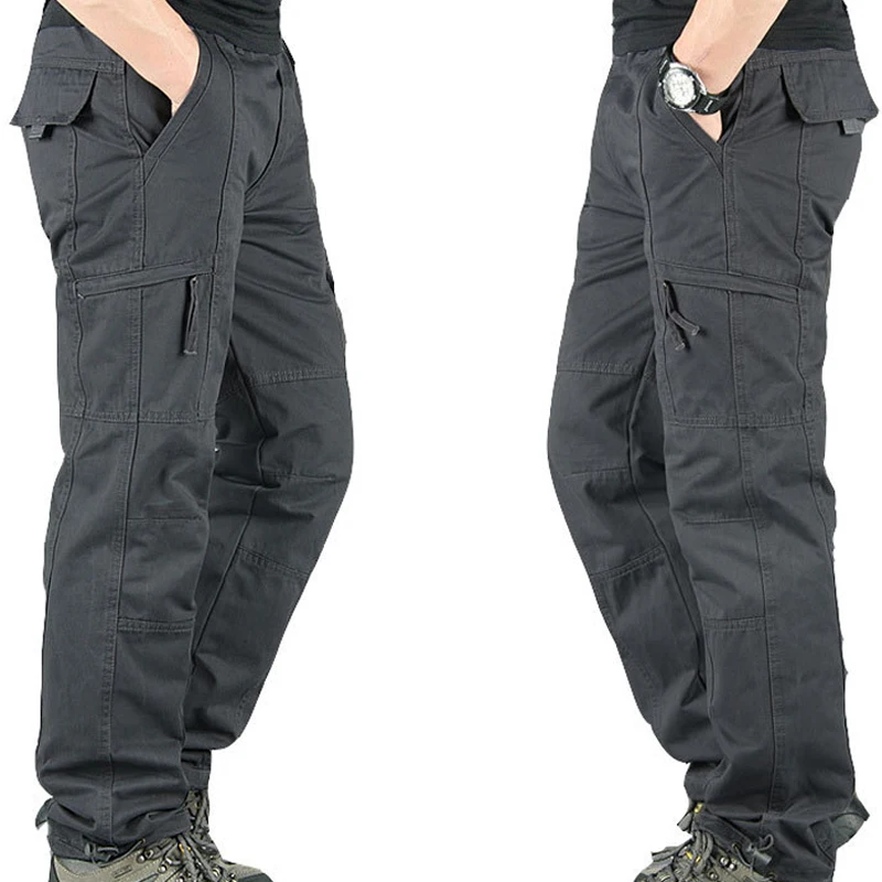 Men's Cargo Pants Winter Casual Warm Thicken Fleece Pants Men Cotton Multi Pockets Trousers Male Military Tactical Pants MY327 images - 6