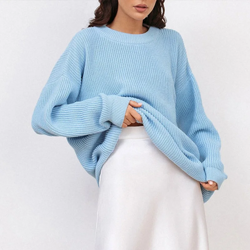 

Casual Women Knitted Pullover Jumper O-Neck Long Sleeve Sweater Top Autumn Winter Loose Women Clothing Korean Fashion Loungewear
