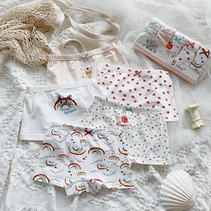 5 шт., хлопковые трусы-боксеры для девочек