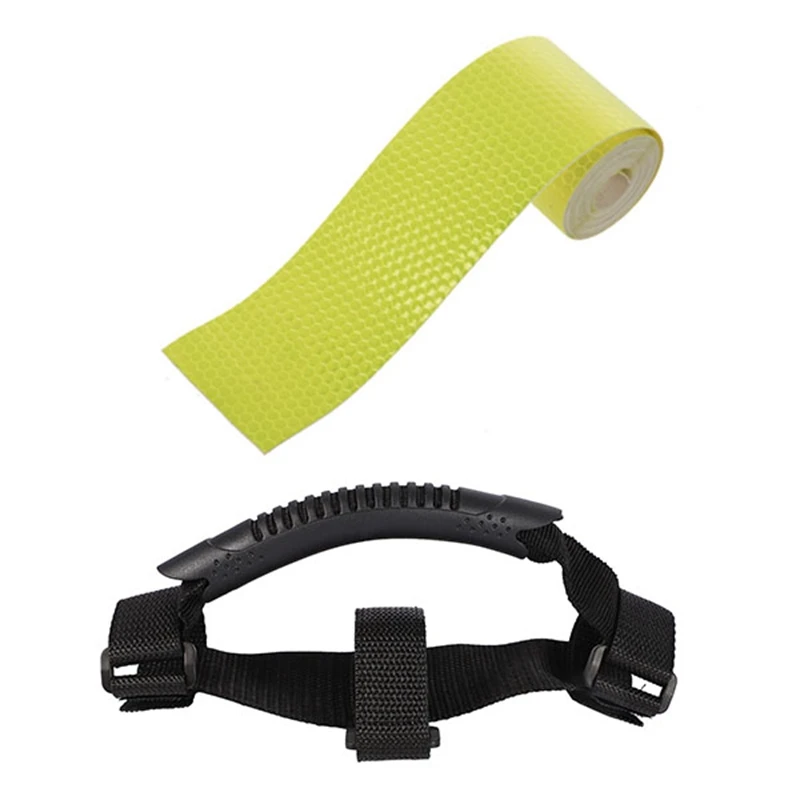 

1 Roll 3 Meters Safety Caution Reflective Night Work Warning Sticker & 1 Pcs Carry Strips Scooter Handles Bandage