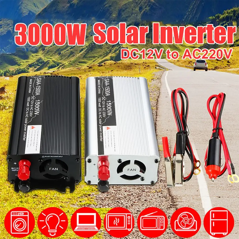 3000W макс солнечный инвертор 12V 220 В Модифицированная синус волна зарядных порта USB для автомобиля Зарядное устройство конвертер адаптер Напряжение трансформатор
