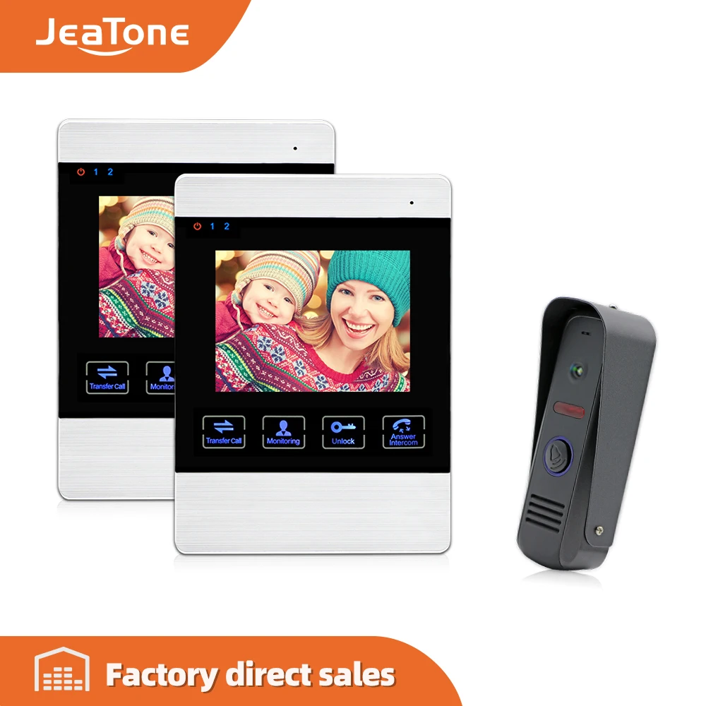 

JeaTone 4 "HD цветной монитор 1200TVL, высокое разрешение, видеозапись, дверной звонок, домофон, система ночного видения, динамик