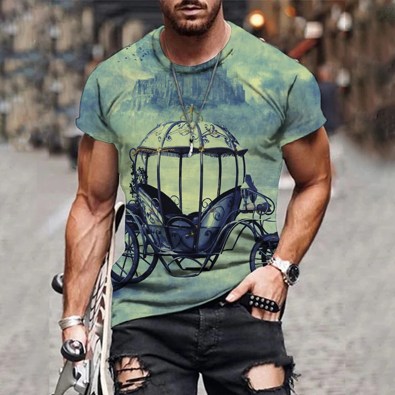 

Men's Gothic Fantasy Angel Carriage 3D Printing T-shirt HD Pattern Men's Fashion Casual Short Sleeve Top Size XXS-6XL