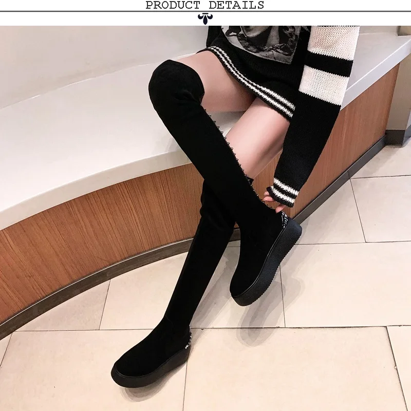 ZVQ winter newest fashion over knee boots outside comfortable high heels platform crystal kid suede women shoes drop shipping