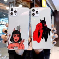 cute sexy girl demon phone case for iphone 12 mini 11 pro max 6 6s 7 8 plus xr xs se 2020 soft tpu transparent protective case