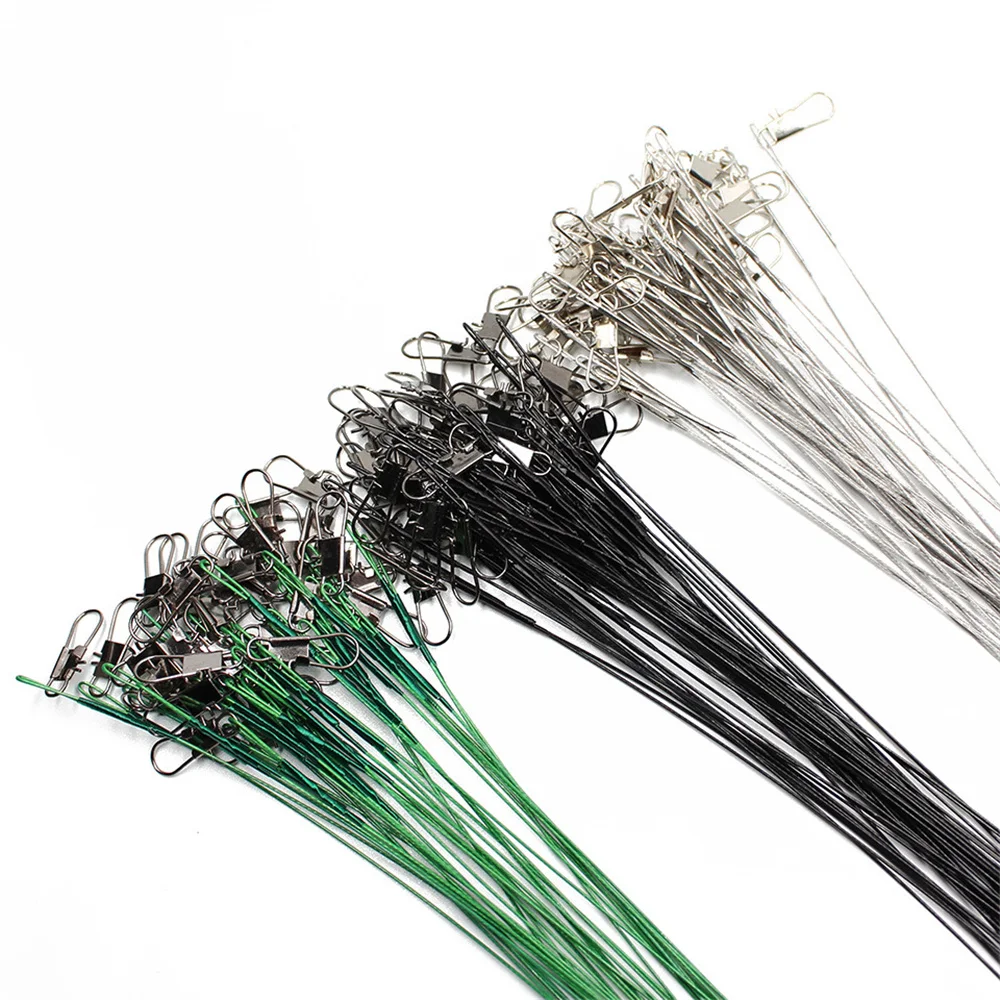 20 шт./компл. рыболовная леска из нержавеющей стали с поводком и вертлюгом 15 30