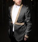 SOLOVEDRESS мужское платье Благородный жаккардовый бриллиантовый костюм из двух частей без воротника вечерний мастер Свадьба жениха (Блейзер + брюки)