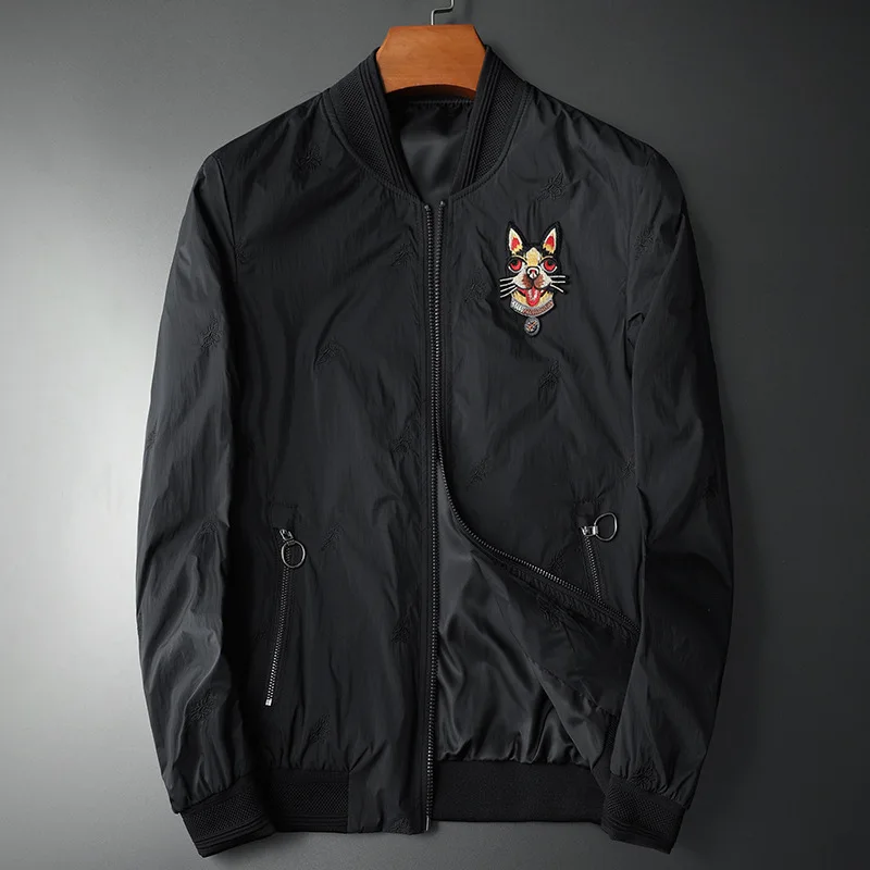 

Мужская бейсбольная куртка в полоску, с вышивкой, в стиле Бостон-терьера