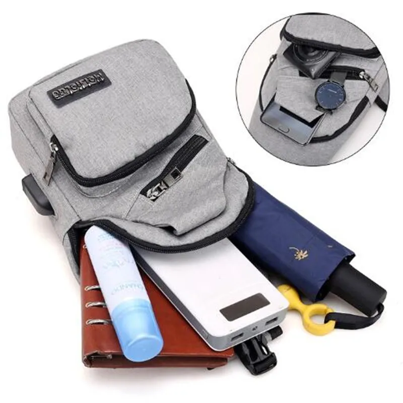 

Men's Crossbody Bags Men's USB Chest Bag Designer Messenger bag Leather Shoulder Bags Diagonal Package 2020 new Back Pack Travel