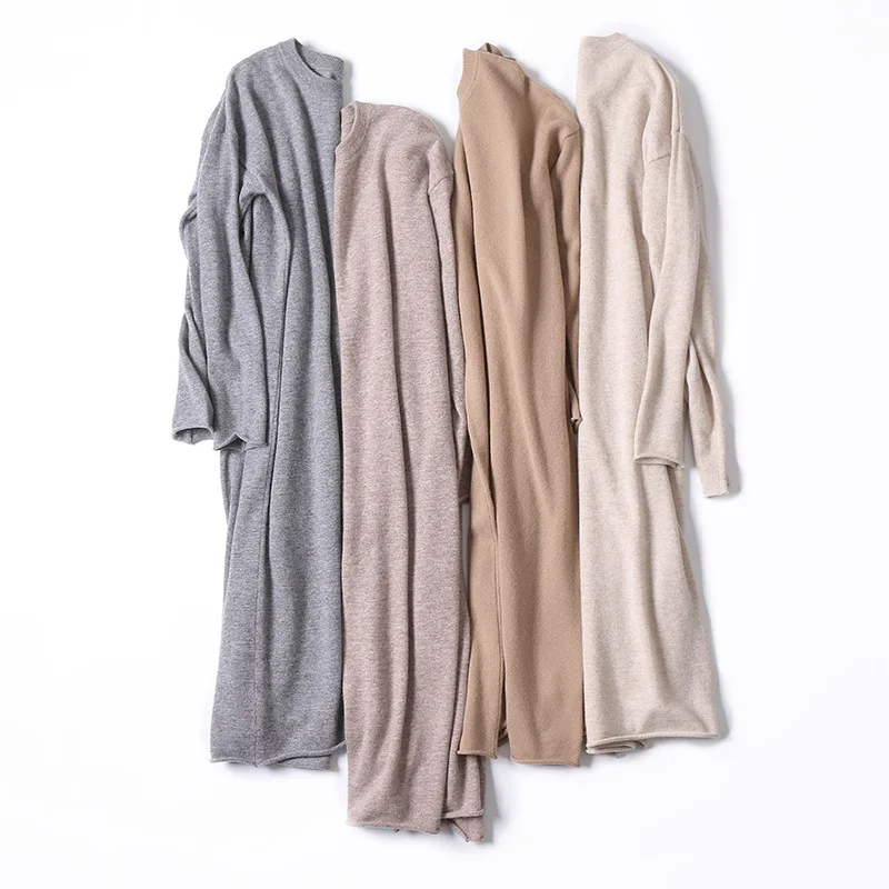 Женское кашемировое платье свитер мягкий пуловер с круглым вырезом осень