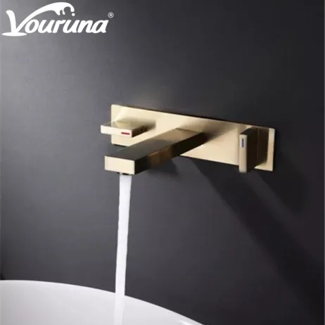 Матовый золотой настенный смеситель для ванной комнаты уникальный тройной