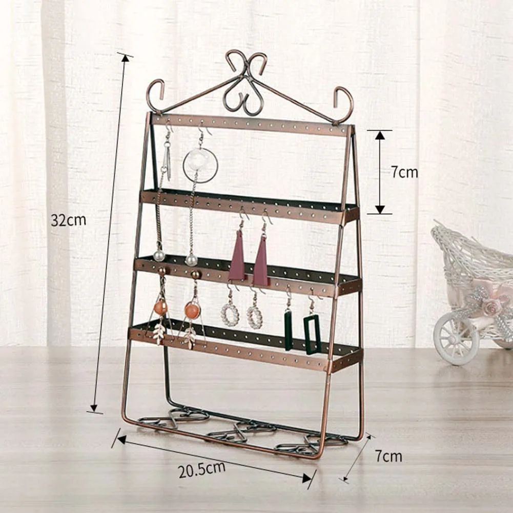 4 Layer 112 Holes Hold Up To 56 Pairs Stud Earring Double-side Earring Holder Stand Women Jewelry Display Stand Rack Shelf Metal