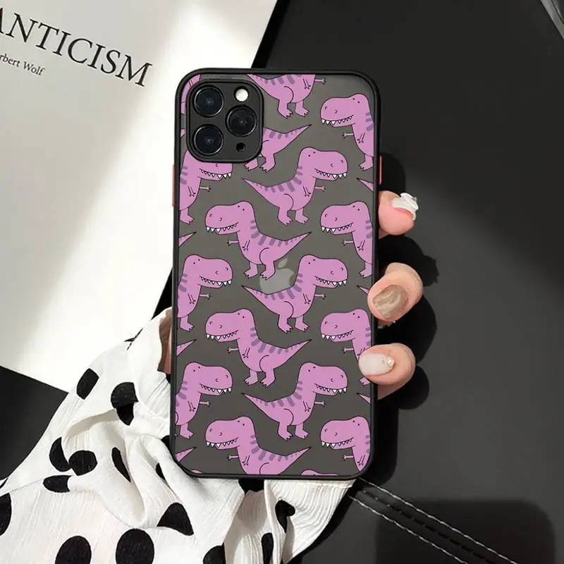 

Cute cartoon Dinosaur Baby Fashion Phone Cases matte transparent For iphone 7 8 11 12 plus mini x xs xr pro max cover