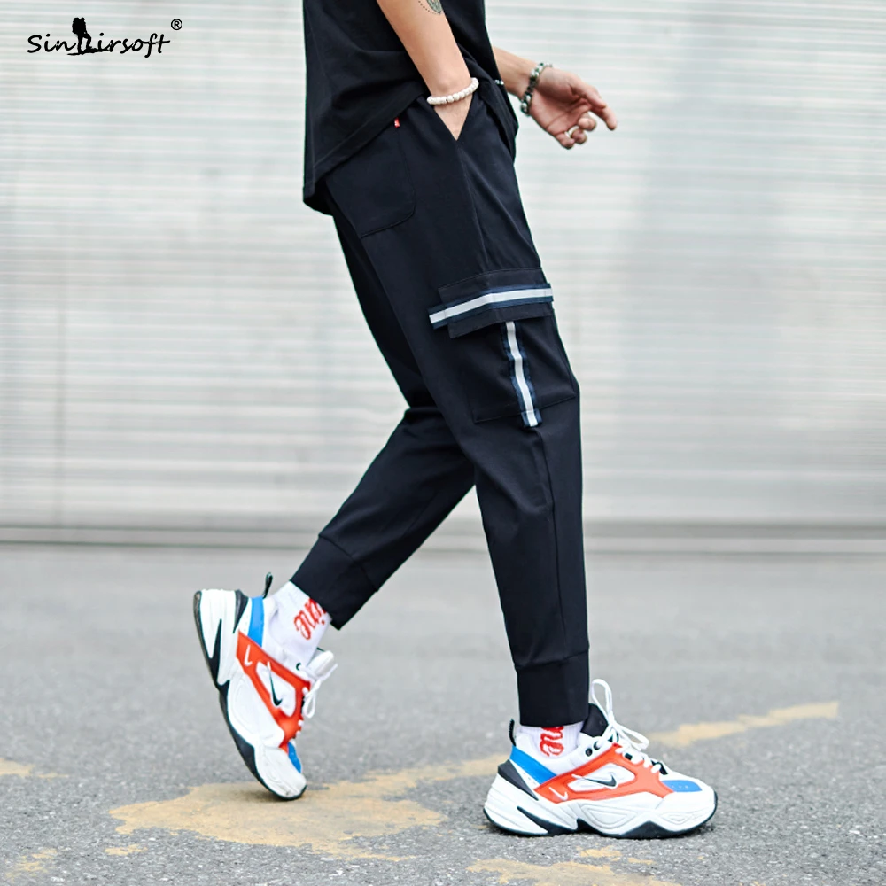 SINAIRSOFT брендовые обтягивающие брюки карго Мужские штаны со шнуровкой на талии