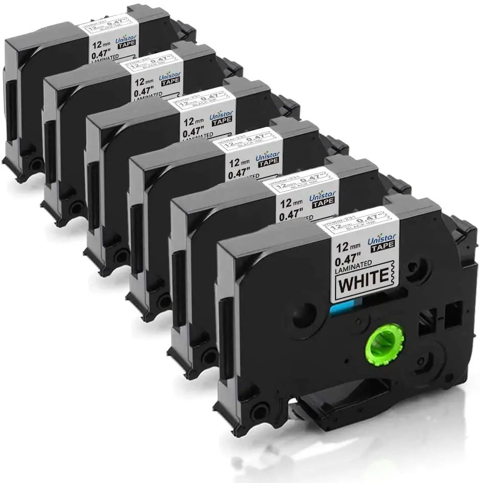 Unistar 6 упаковок лента для этикеток 12 мм 0 47 дюйма ламинированная белая совместимая