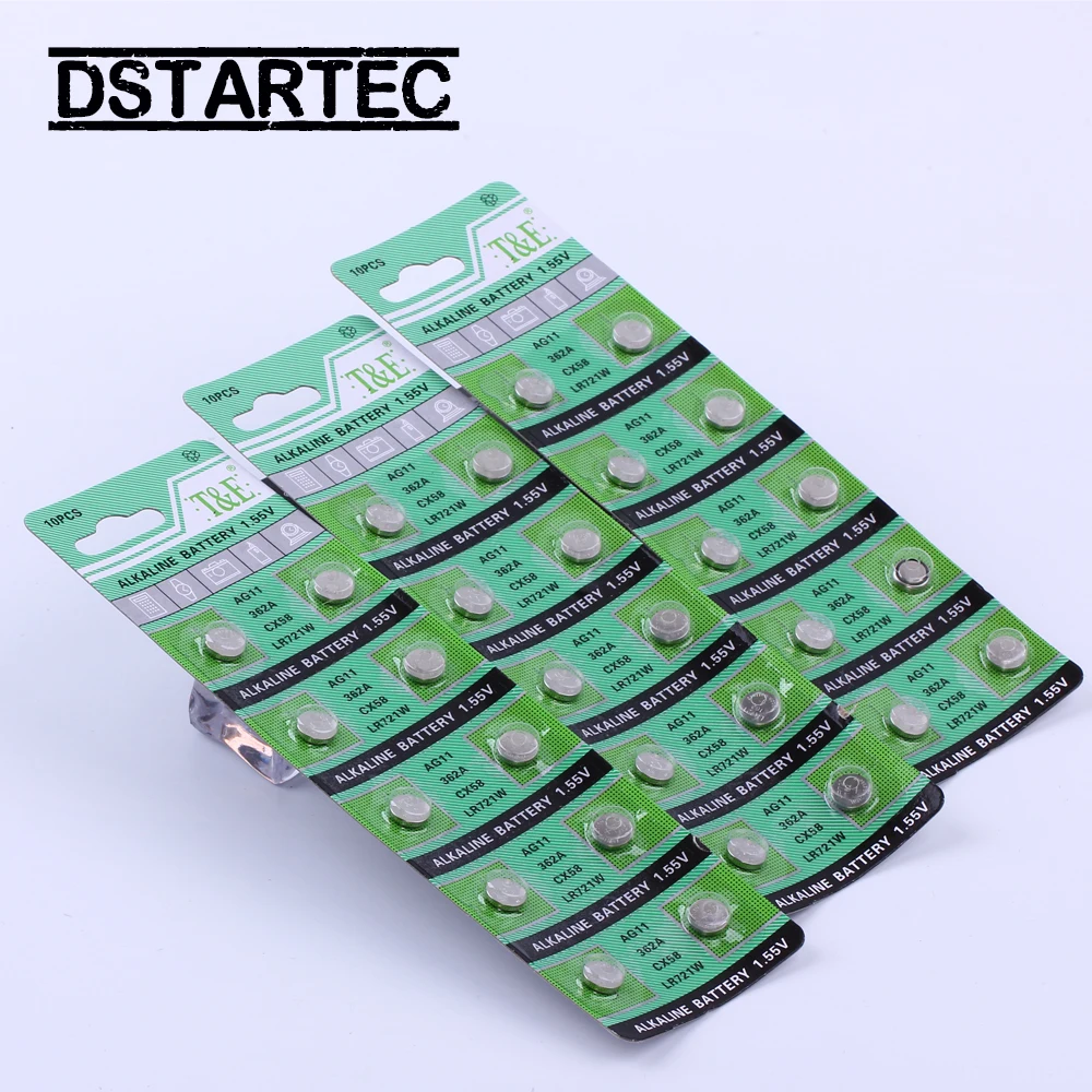 10 шт. 30 мАч 1 55 в AG11 SG11 LR58 SR58 162 361 362 LR721 SR721 SR720 G11 кнопочные батареи для часов игрушек
