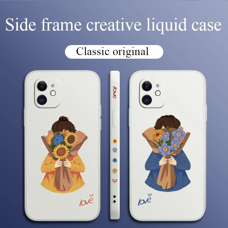 

Simple Love Phone Case For iPhone 12 11 Pro Max X XS XR XSMAX SE2020 8 8Plus 7 7Plus 6 6S Plus Liquid Silicone Cover