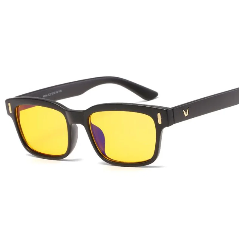 Matte Black Yellow RBENN синий свет Блокировка Компьютерные очки для мужчин и женщин ночного видения очки для вождения мужской анти синий свет игровые очки UV400 - Цвет оправы: Matte Black Yellow