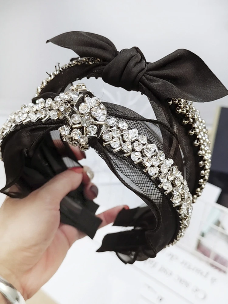 Ручная тканая жемчужина цветок кристалл бисером ткань Кружевная повязка на