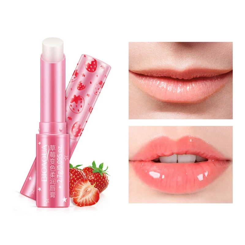 

Strawberry Color Changing Lipstick Long Lasting Moisturizing Lipstick Makeup Lip Balm Waterproof