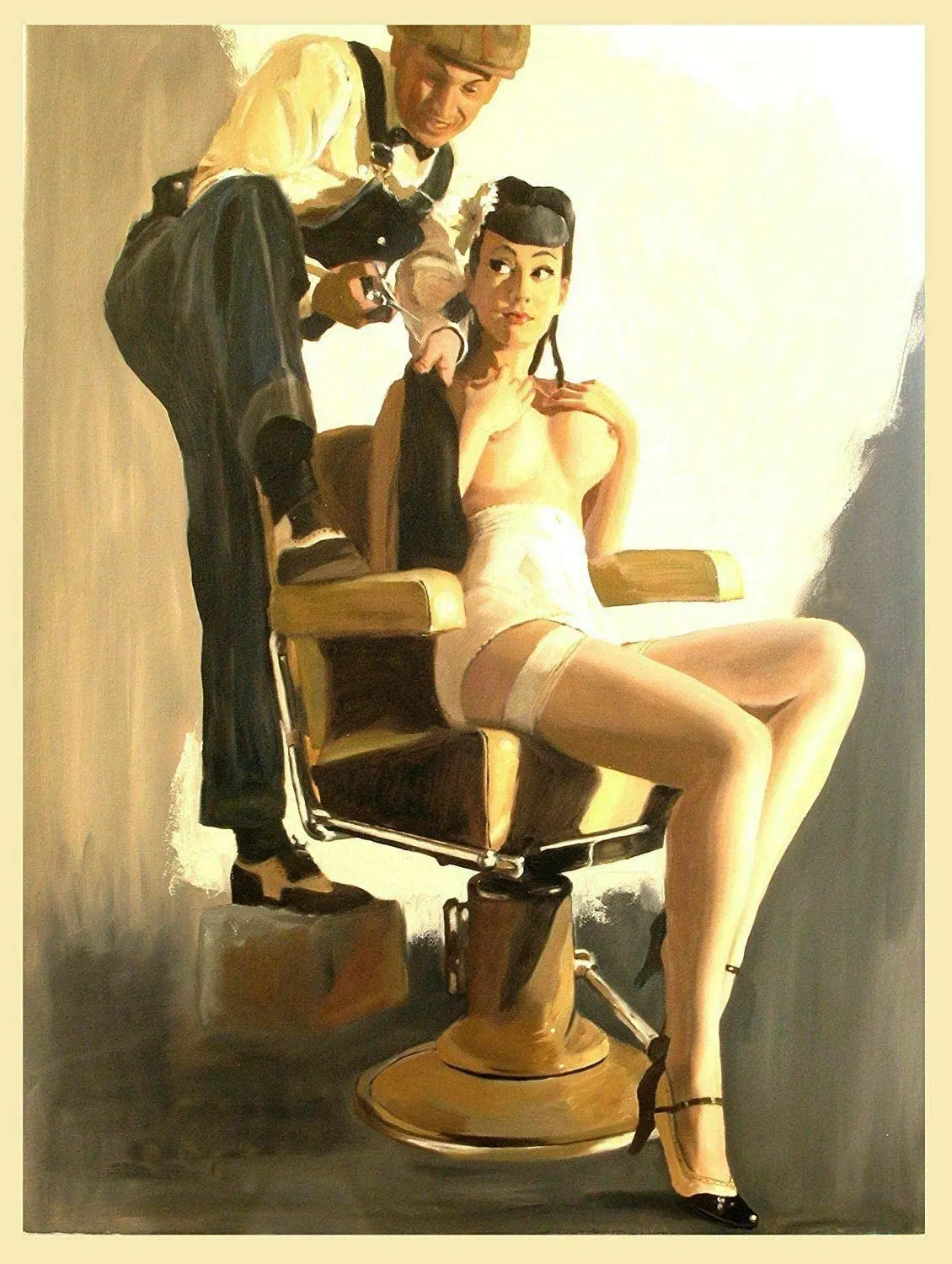 

Sexy PIN UP Girl in Barb Retro Metal Tin Sign Vintage Aluminum Sign for Home Coffee 12x8 Inch