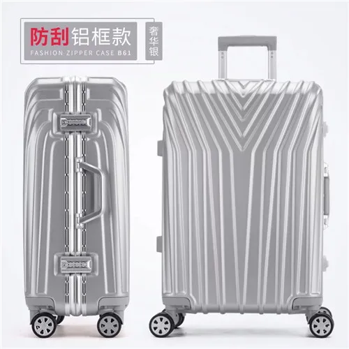 Aluminum frame KLQDZMS 2" 22" 24'2" 29 дюймов ABS+ PC чемодан на колёсиках Молния и алюминиевая рама тележка Дорожный чемодан для поездки - Цвет: Aluminum frame