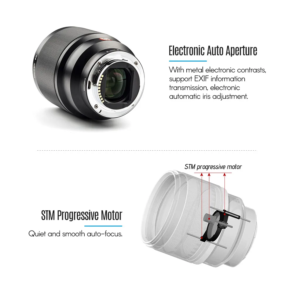 Viltrox 85mm F1.8 Camera Prime Lens Full-frame with Lens Hood Electronic Focal Length for Sony E-Mount for Sony A7 A6500 A6300