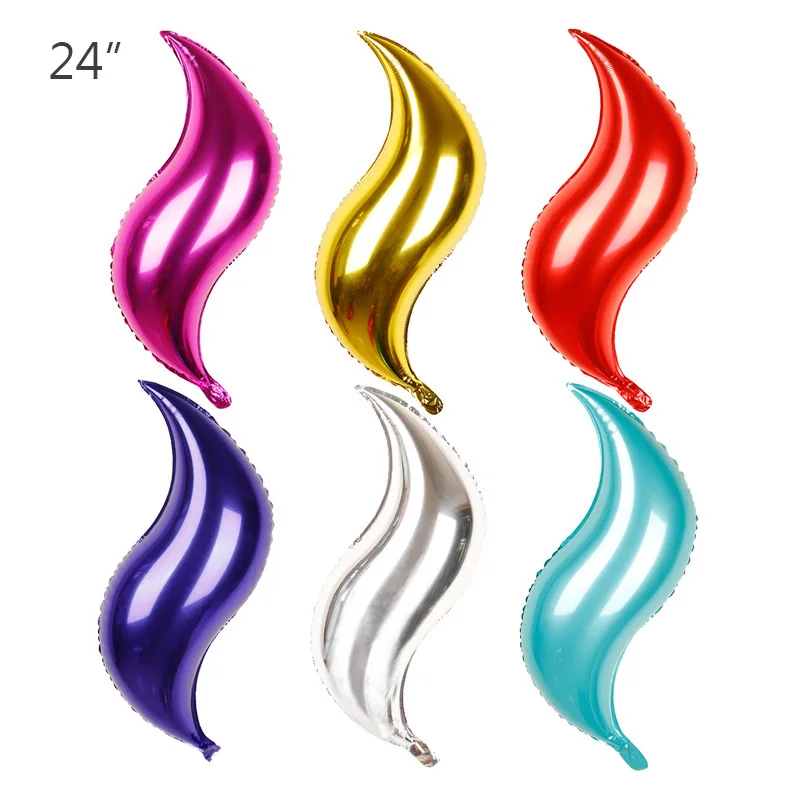 

24 inch flame balloon flame birthday wedding party layout S streamline fishtail wave aluminum balloon wholesale